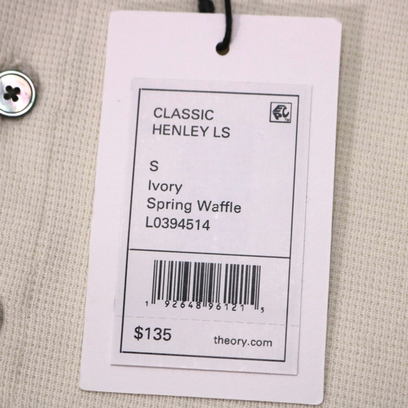 Theory Sweater Mens Size SM Thermal Ivory Henley Crewneck Pullover Pima Cotton - Picture 4 of 10